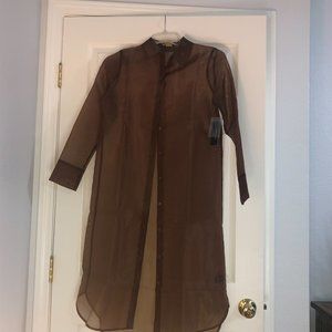 Worthington Sheer Blouse / XS / Brown